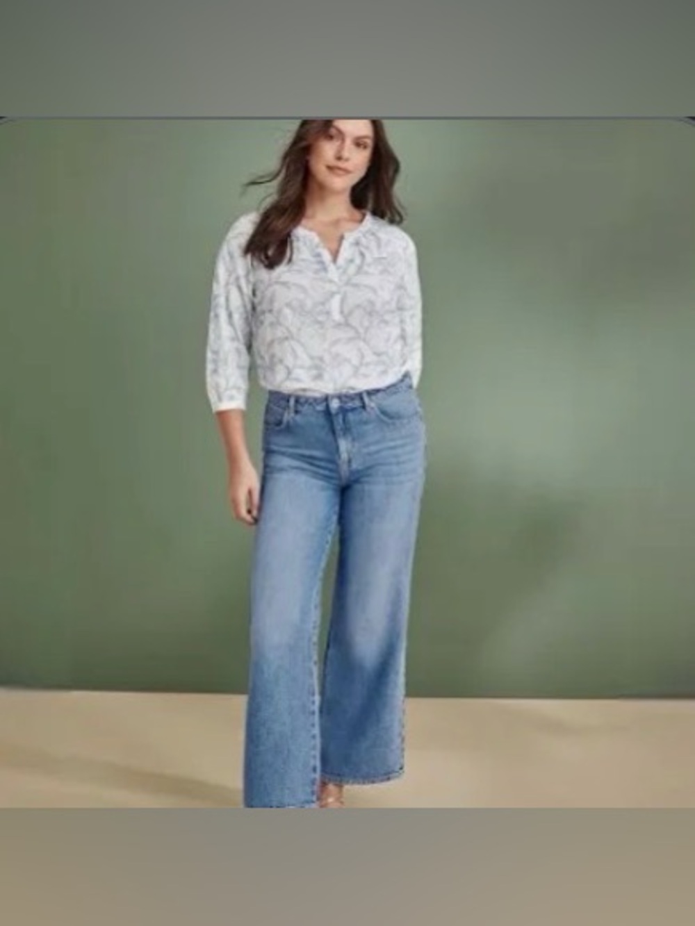 J. Jill Medium Blue High-Rise Full-Leg Cropped Denim Jeans